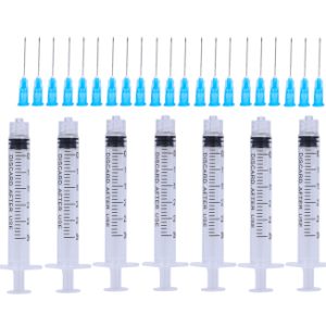 3ml/cc | 1 Inch Luer Lock Syringes with 23GA, Plastic Measuring Tool + 25 Free Pre-inj Wipes | Individually Sealed Lab Supplies | Multiple Uses