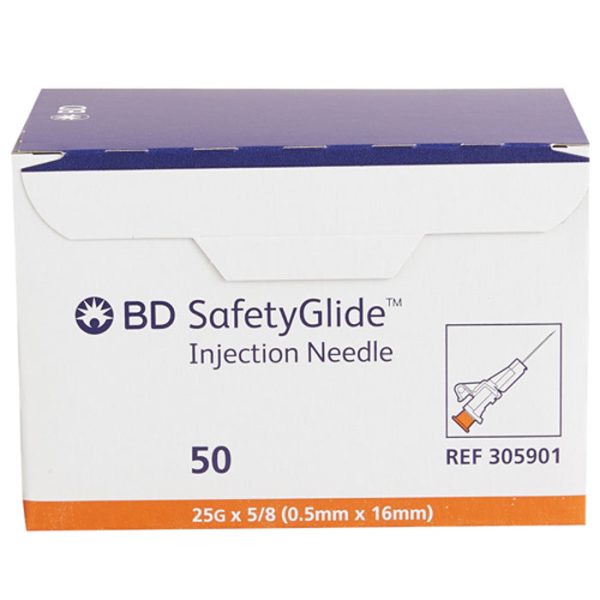 BD Hypodermic Needles 25G x 5/8" SafetyGlide 50/box